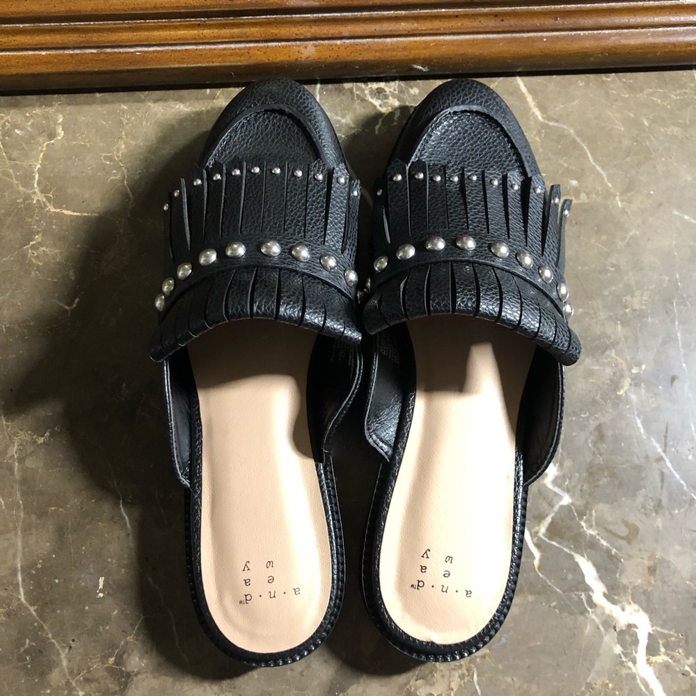 Black Studded Mules
